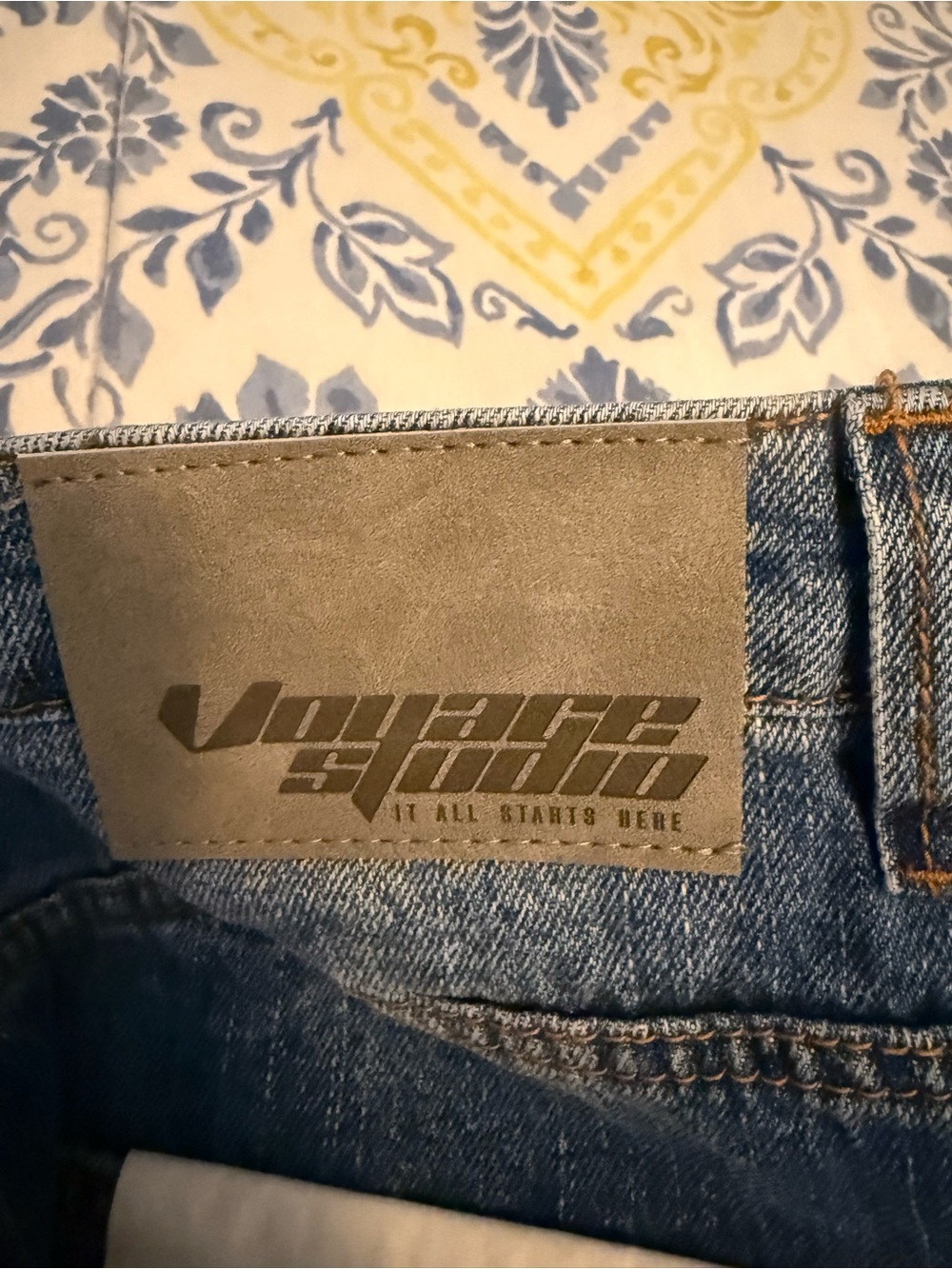 Voyager Studios Embroidered Patchwork Straight-Leg Jeans - Blue - Picture 5 of 5